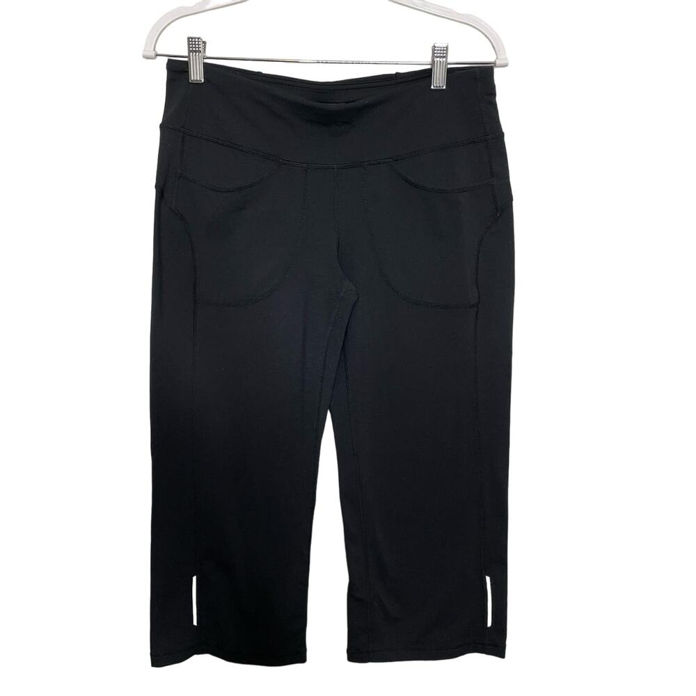 Athleta women's‎ S Black Cropped Capris Legging Wide Leg Work Out Pant Pockets